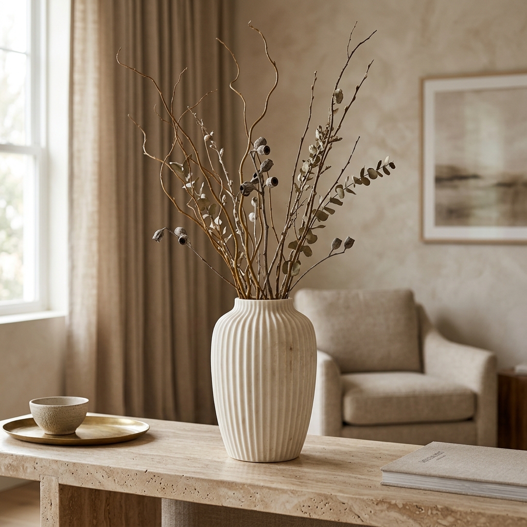 Alabaster Fluted Vase