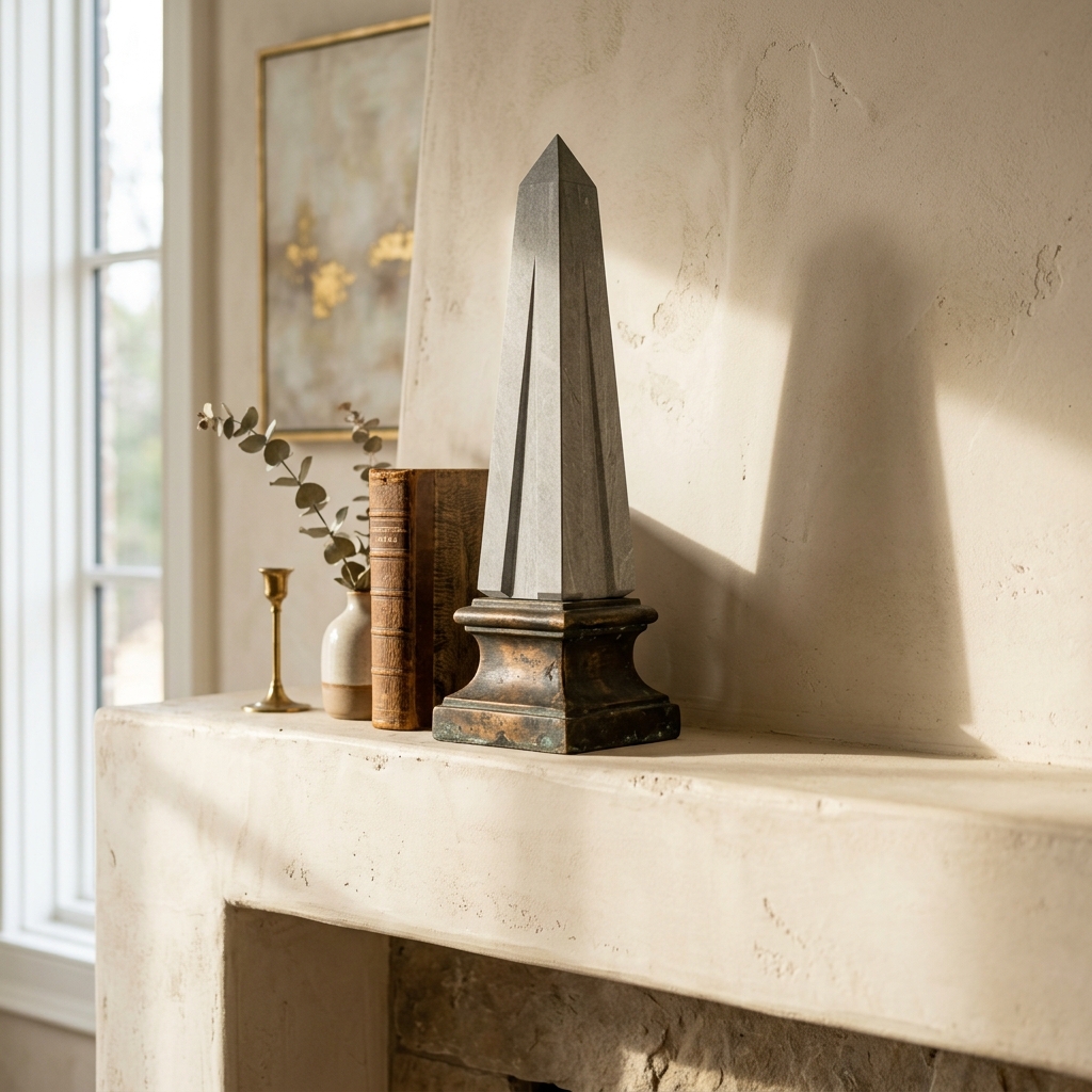 Bronze & Travertine Obelisk